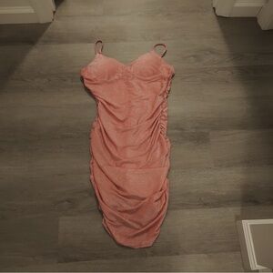 Elegant Pink Ruched Dress